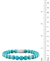 Esquire Men's Jewelry Reconstituted Turquoise Beaded Stretch Bracelet in Sterling Silver, Created for Macy's