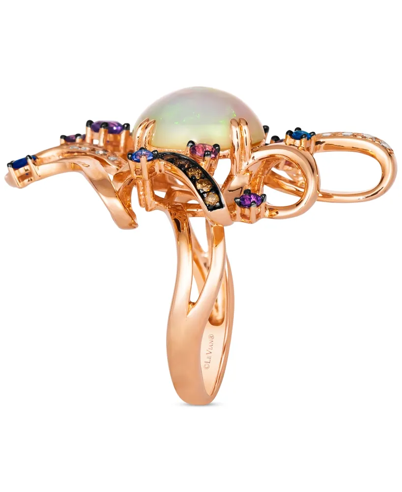 Le Vian Crazy Collection Multi-Gemstone (2-3/8 ct. t.w.) & Diamond (1/2 ct. t.w.) Swirl Abstract Statement Ring in 14k Rose Gold