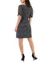 Connected Women's Puff-Sheer-Sleeve Sheath Dress