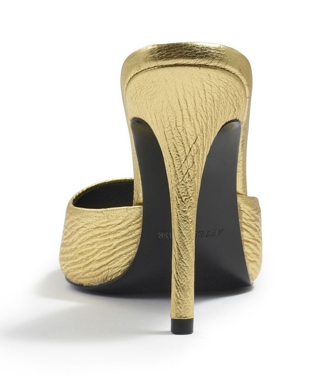 Twelve Am Womens Gold Leather Heels ( Bachelorette Mules)