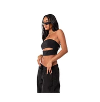 Women's Strapless Crop Top With Cut Out