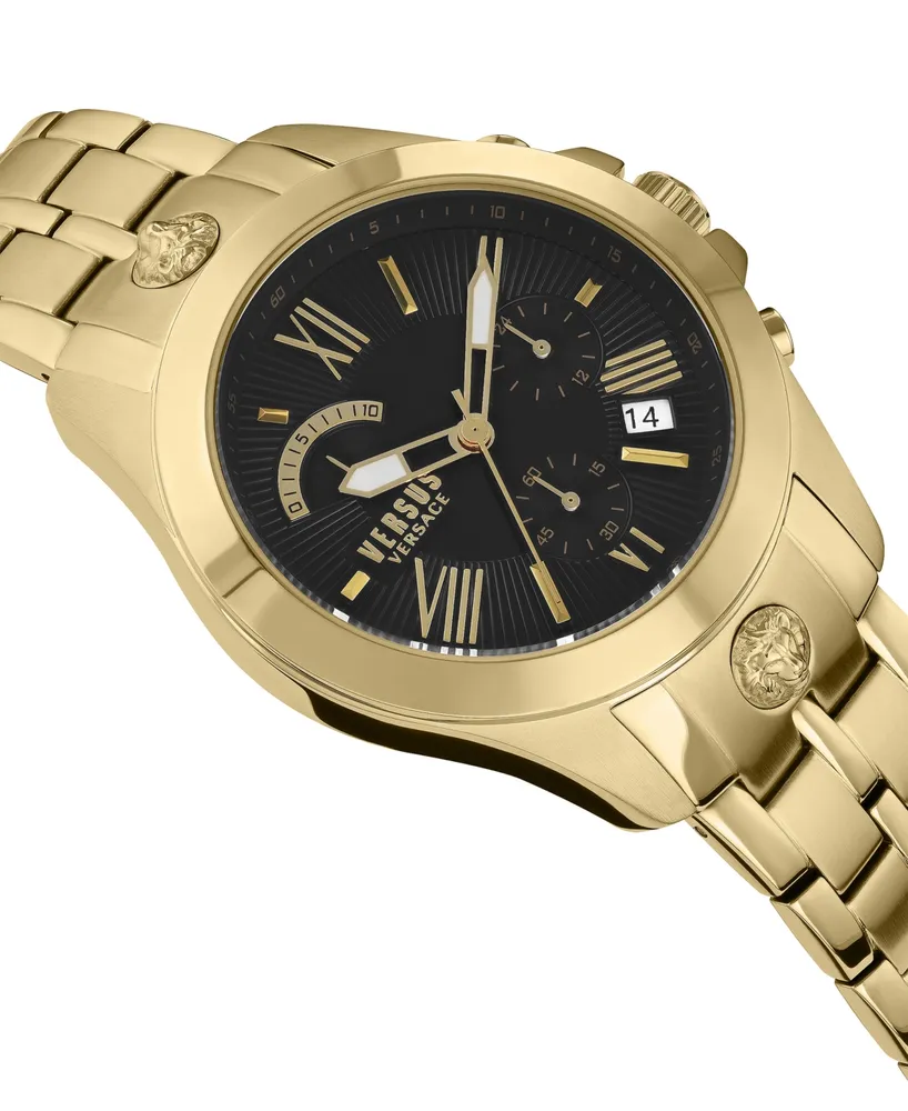 Versus Versace Men's Chronograph Date Quartz Chrono Lion Arch Gold-Tone Stainless Steel Bracelet 44mm