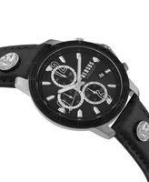 Versus Versace Men's Chronograph Quartz Bicocca Black Textured Leather Strap 46mm