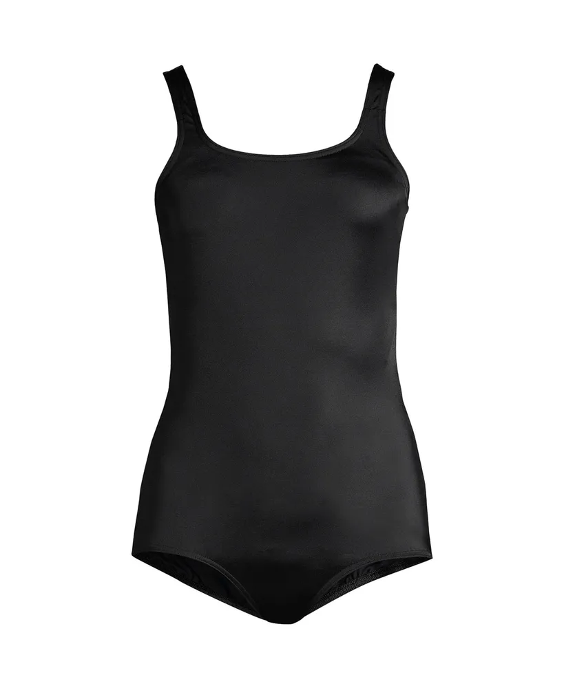 Lands' End Women's Tummy Control Scoop Neck Soft Cup Tugless Sporty One  Piece Swimsuit
