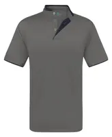 Mio Marino Men's Short Sleeve Henley Polo Shirt with Contrast-Trim