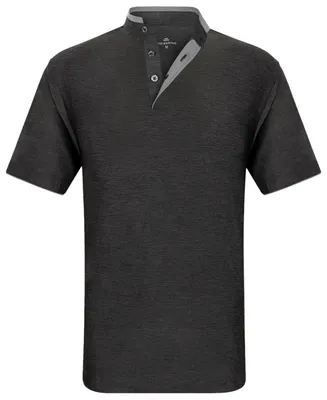 Mio Marino Men's Short Sleeve Henley Polo Shirt with Contrast-Trim