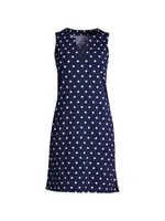 Lands' End Petite Cotton Jersey Sleeveless Swim Cover-up Dress Print