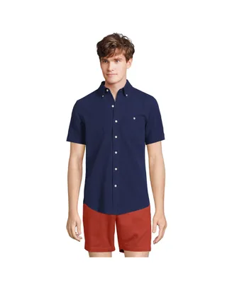 Lands' End Men's Traditional Fit Short Sleeve Seersucker Shirt
