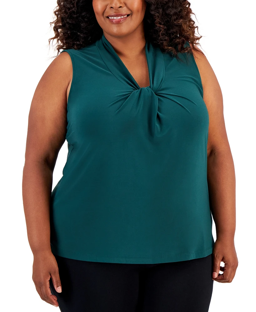 Kasper Plus Size Knot Sleeveless Top