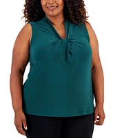 Kasper Plus Size Knot Sleeveless Top