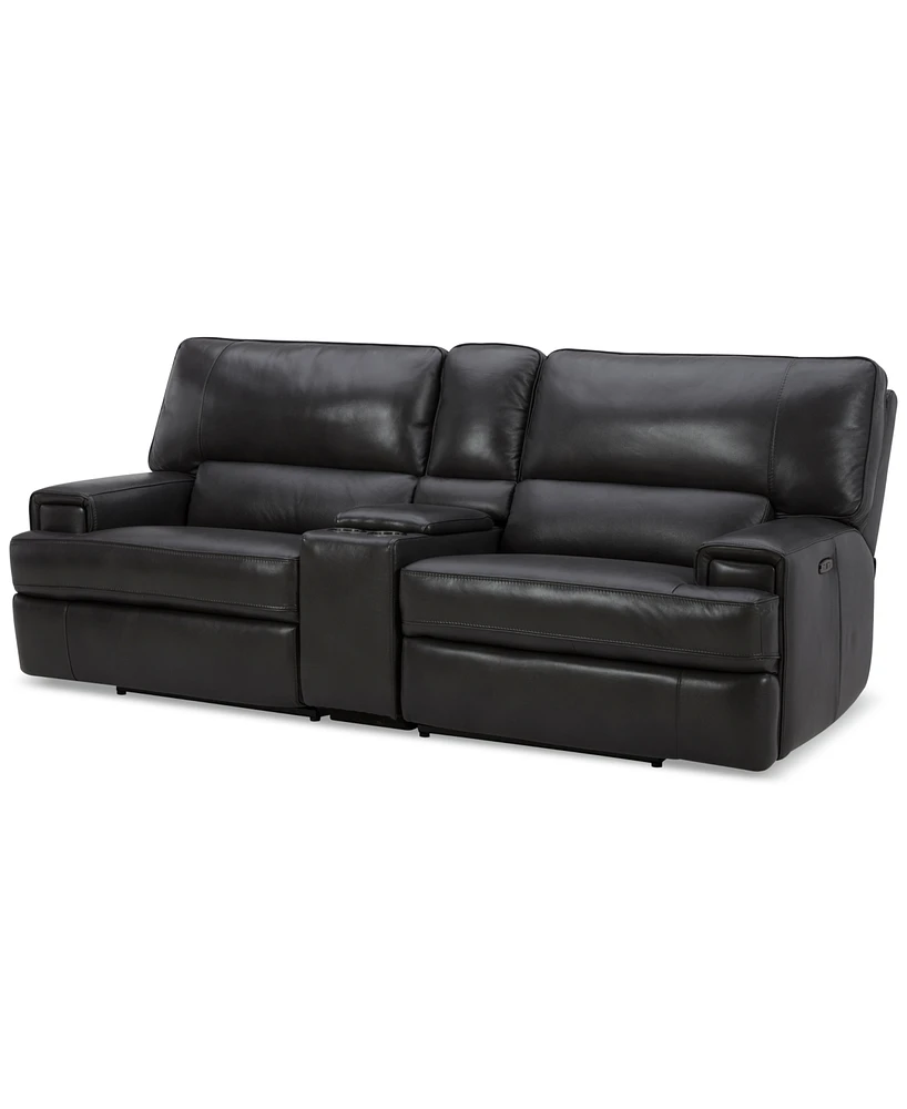 Closeout! Binardo 99" 3 Pc Zero Gravity Leather Sectional with 2 Recliners and 1 Console, Created for Macy's