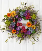 Nearly Natural 24" Spring Garden Wreath with Twig Base