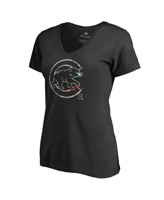 Women's Fanatics Black Chicago Cubs Lovely V-Neck T-shirt