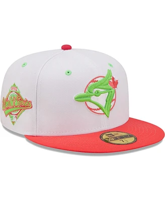 Men's New Era White, Coral Toronto Blue Jays 1992 World Series Strawberry Lolli 59FIFTY Fitted Hat