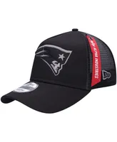 Men's New Era x Alpha Industries Black New England Patriots A-Frame 9FORTY Trucker Snapback Hat