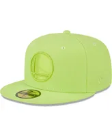 Men's New Era Neon Green Golden State Warriors Spring Color Pack 59FIFTY Fitted Hat