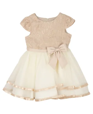 Rare Editions Baby Girls Lace Cap Sleeve Tiered Mesh Skirt Dress