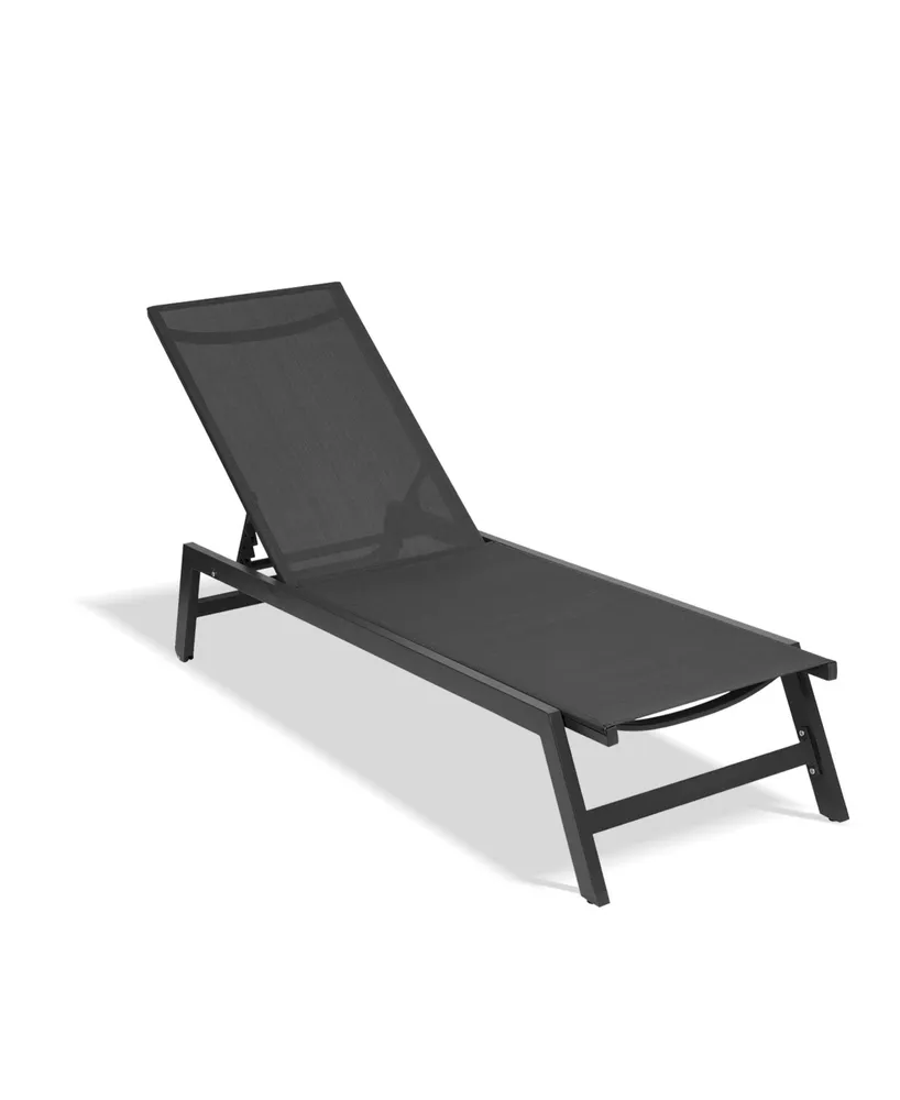 Simplie Fun Outdoor Chaise Lounge Chair, Five-Position Adjustable Aluminum Recliner