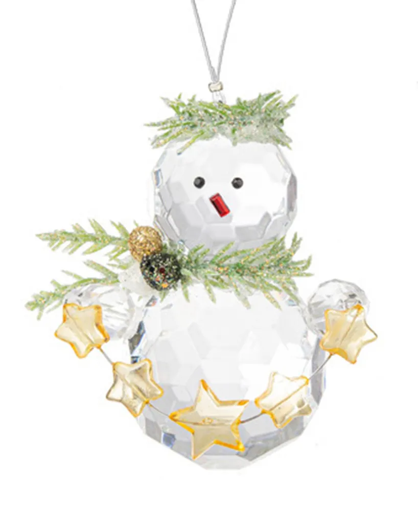 Kissing Krystals Teeny Mistletoe Snowman with Gold-tone Stars Ornament