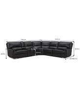 Closeout! Binardo 136" 6 Pc Zero Gravity Leather Sectional with 2 Power Recliners and 1 Console, Created for Macy's