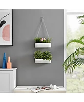 Danya B Two-Tier Hanging Metal Trough Wall Planter