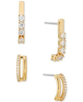 Ava Nadri 18k Gold-Plated 2-Pc. Set Cubic Zirconia J-Hoop Earrings