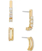 Ava Nadri 18k Gold-Plated 2-Pc. Set Cubic Zirconia J-Hoop Earrings