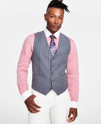 Tayion Collection Men's Classic-Fit Pinstripe Suit Separates Vest