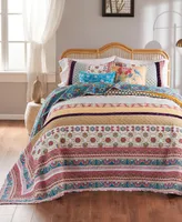 Greenland Home Fashions Thalia Boho Style Velvet-Embellished Cotton 3 Piece Bedspread Set