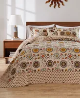 Greenland Home Fashions Andorra Suzani Boho 3 Piece Bedspread Set, King/California King