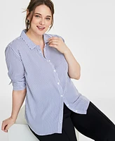 On 34th Trendy Plus Button-Front Crepe Shirt, Created for Macy's