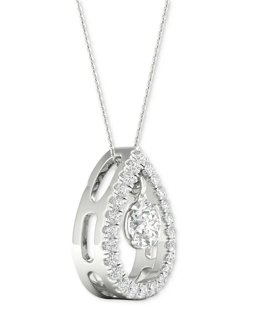 Diamond Orbital Halo Teardrop Pendant Necklace (1/4 ct. t.w.) in 10k White Gold, 16" + 2" extender