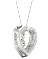 Diamond Orbital Heart Halo Pendant Necklace (1/3 ct. t.w.) in 10k White Gold, 16" + 2" extender