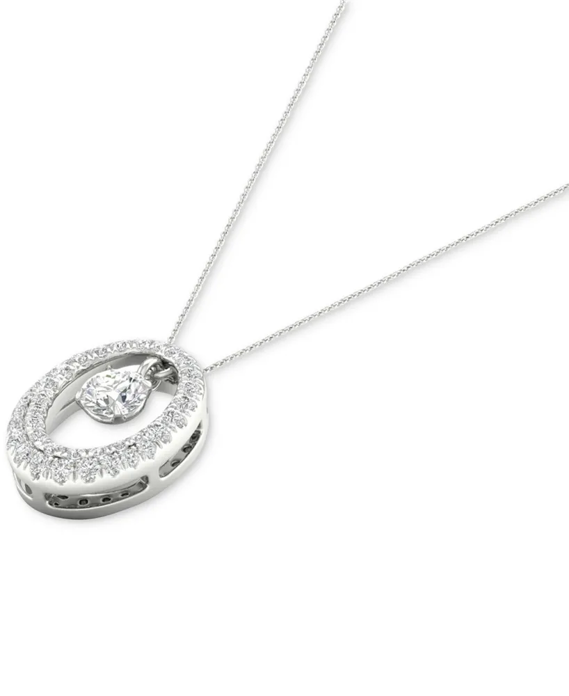 Diamond Orbital Halo Pendant Necklace (1/3 ct. t.w.) in 10k White Gold, 16" + 2" extender