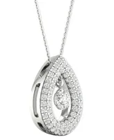 Diamond Orbital Multi Halo Teardrop Pendant Necklace (1/2 ct. t.w.) in 10k White Gold, 16" + 2" extender