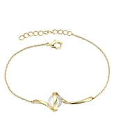 Genevive Gv Sterling Silver 14k Gold Plated With 7mm White Freshwater Pearl Adjustable Layering Bracelet