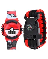 Accutime Kids Unisex Pokemon Poke Ball Black Silicone Strap Watch 38mm Set
