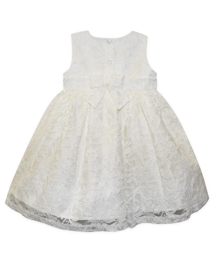 Blueberi Boulevard Baby Girls Embroidered Peter Pan Allover Lace Dress