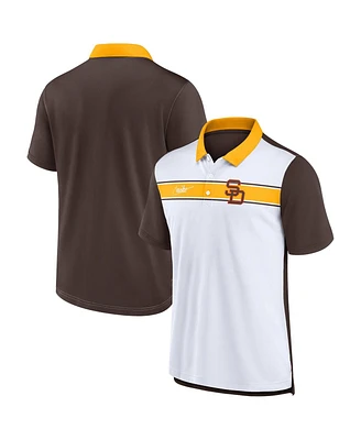 Men's Nike White, Brown San Diego Padres Rewind Stripe Polo Shirt