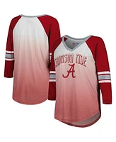 Women's G-iii 4Her by Carl Banks White, Crimson Alabama Crimson Tide Lead Off Ombre Raglan 3/4-Sleeve V-Neck T-shirt