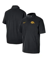 Men's Nike Black Iowa Hawkeyes Coaches Quarter-Zip Short Sleeve Jacket