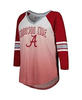 Women's G-iii 4Her by Carl Banks White, Crimson Alabama Crimson Tide Lead Off Ombre Raglan 3/4-Sleeve V-Neck T-shirt