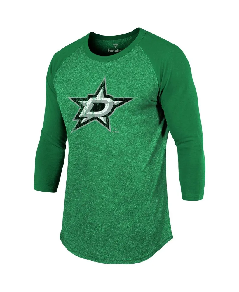 Men's Fanatics Tyler Seguin Kelly Green Dallas Stars Name and Number Tri-Blend Raglan 3/4-Sleeve T-shirt