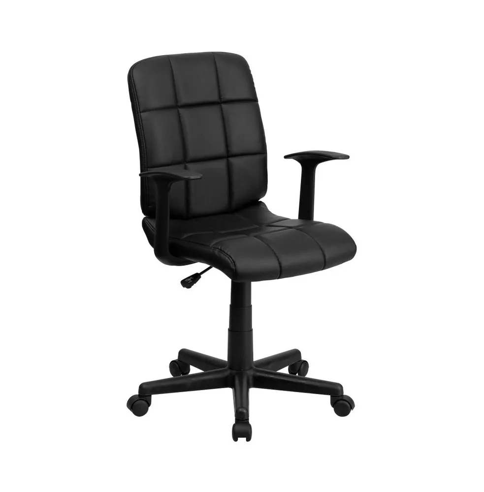 Emma+Oliver Mid-Back Quilted Vinyl Swivel Task Office Chair With Arms