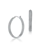 Genevive Sterling Silver Cubic Zirconia Braided Hoop Earrings