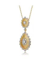 Rachel Glauber White Gold and 14K Gold Plated Cubic Zirconia Star Pendant Necklace