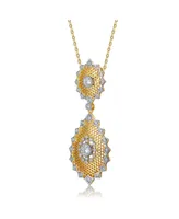 White Gold and 14K Gold Plated Cubic Zirconia Star Pendant Necklace