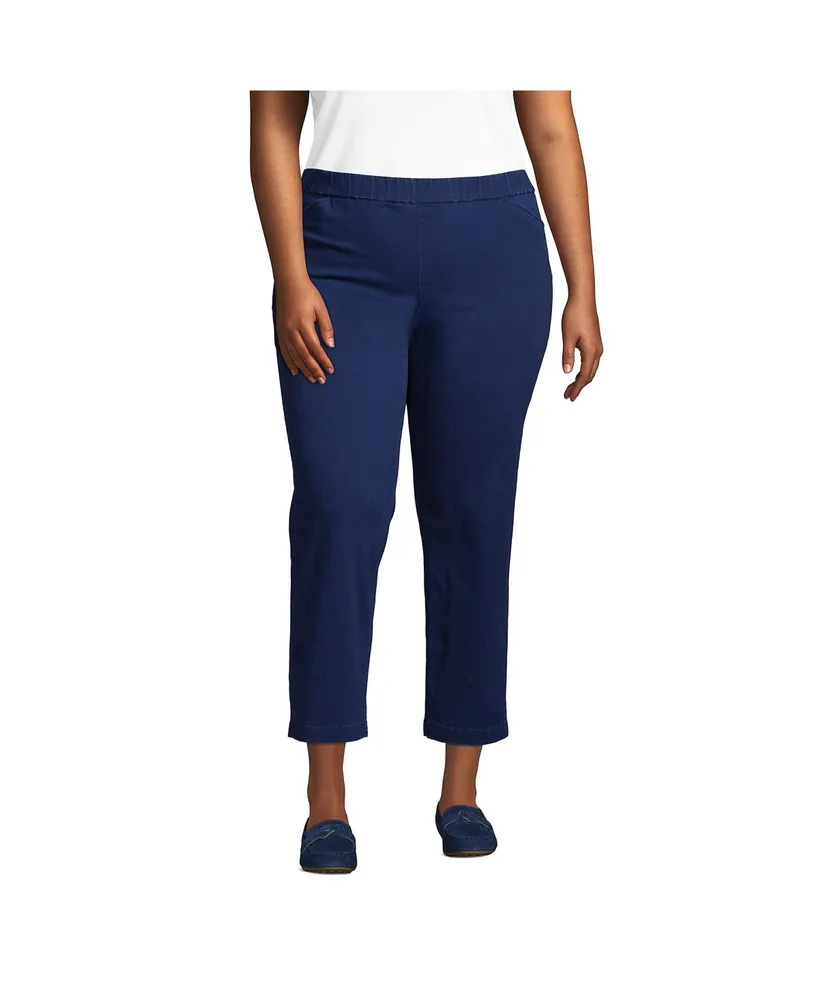 Lands' End Plus School Uniform Mid Rise Pull On Chino Crop Pants