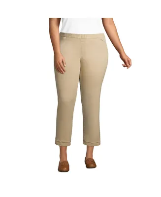 Lands' End Plus Size Mid Rise Pull On Chino Crop Pants