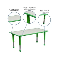 Emma+Oliver 23.625"W X 47.25"L Rectangular Plastic Height Adjustable Activity Table